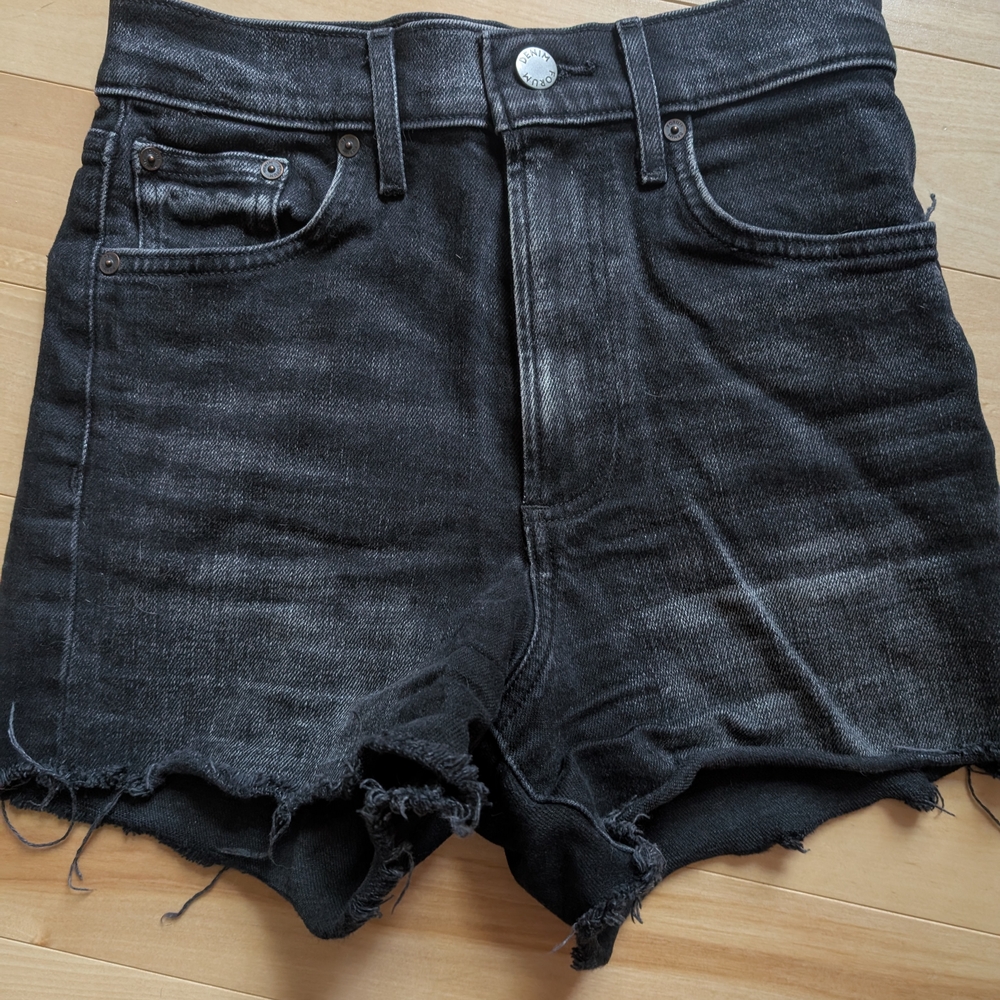 Denim Forum Black Jean Shorts High-Waisted Distressed
